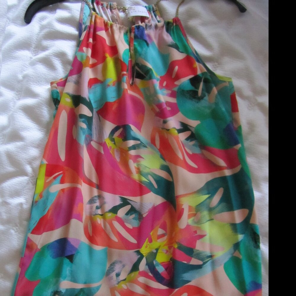 Amanda Uprichard 100 % Silk Dress P (XS) Multicolor Chain Neck